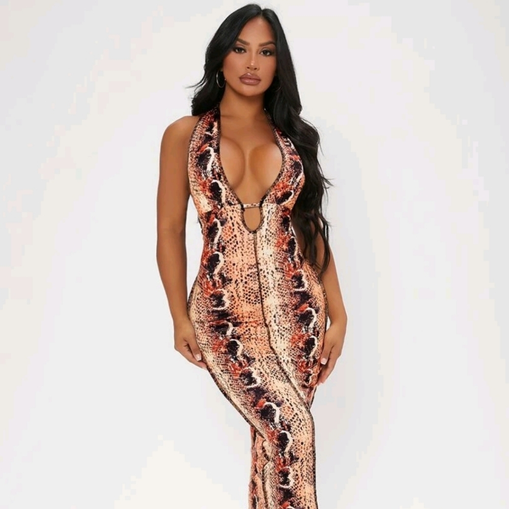 Snake Print Midi Dress